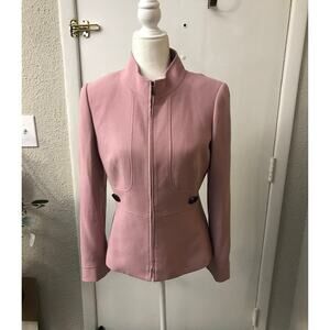 Tahari Arthur Levine Pink Zip Jacket 4 Corporate Siren Preppy Minimalist Spring